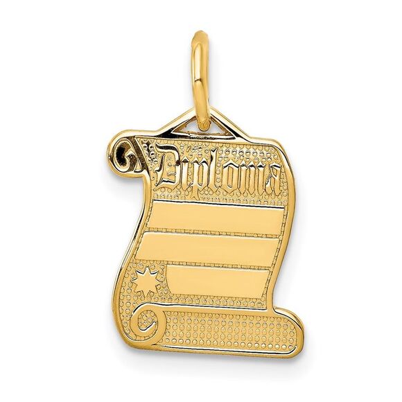 14k Yellow Gold Engravable Diploma Charm or Pendant 12mm